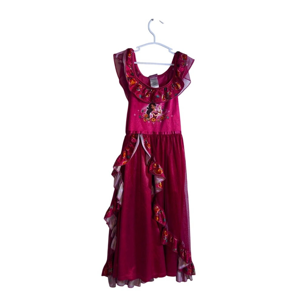 Disney Elena of Avalor Nightgown Size 6 Pink Ruffle Floral Sleep Dress Girls - Picture 1 of 8